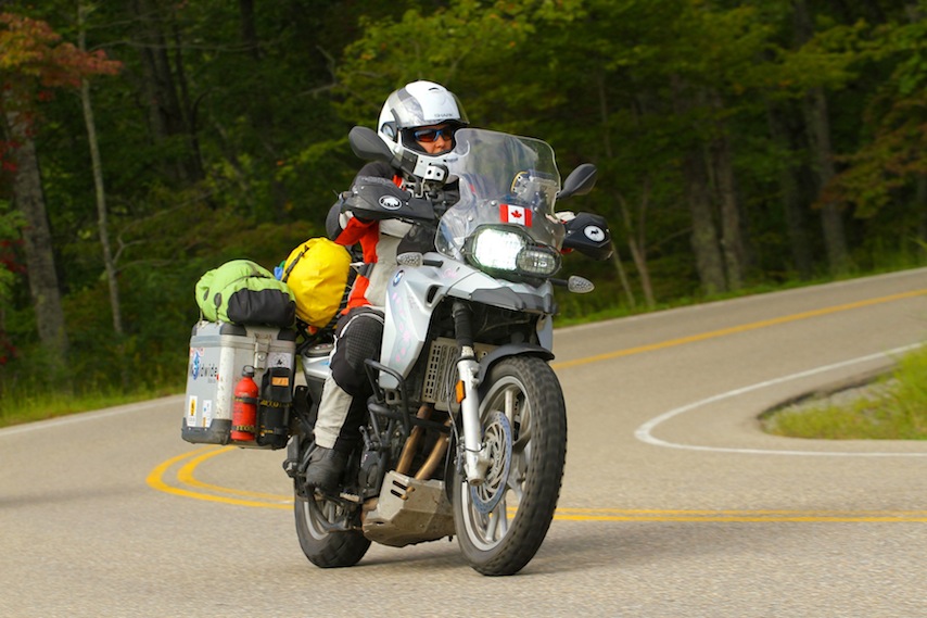 Sara with her fully loaded F650GS Twin
